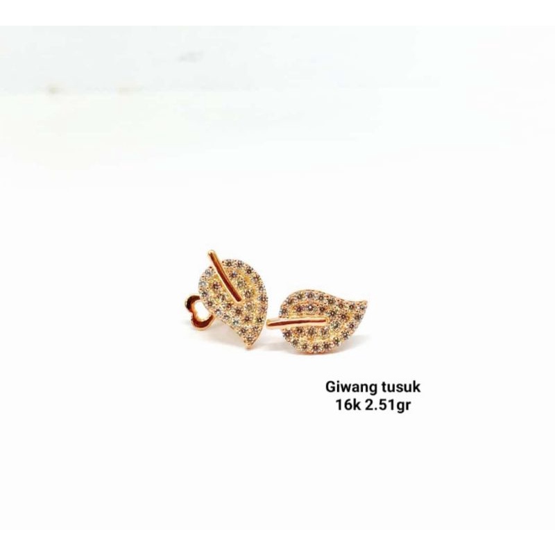Anting emas 70 daun permata