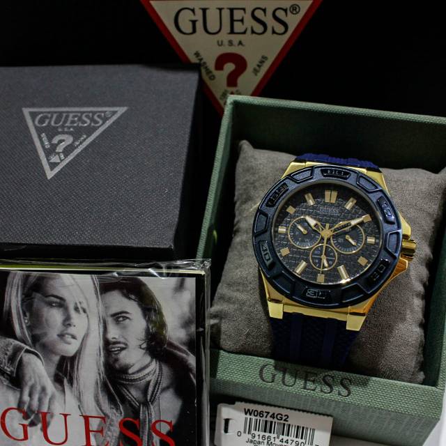 JAM TANGAN PRIA GUESS W0674G2 ORIGINAL BM RUBBER STRAP
