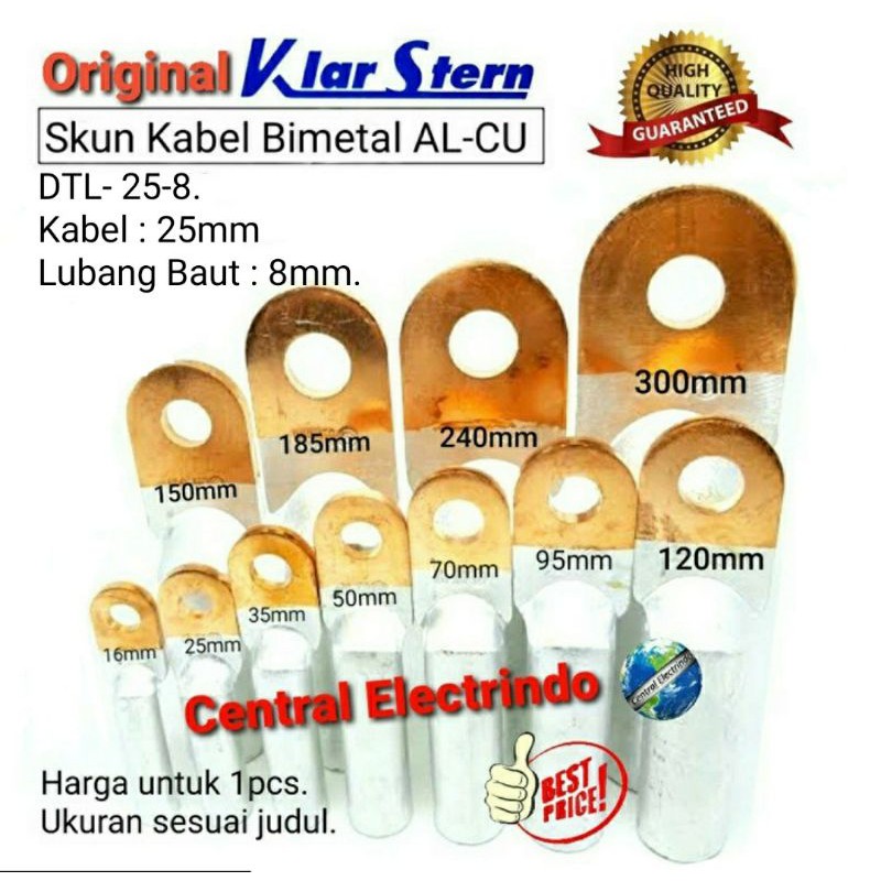 Skun Kabel Bimetal AL-CU DTL-1 25mm-M8 KlarStern High Quality.