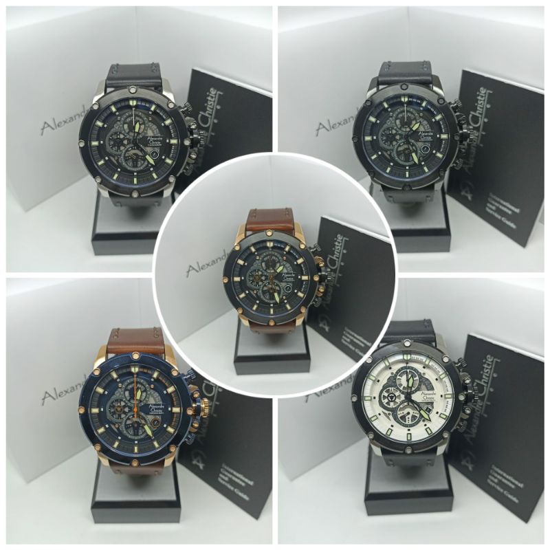 Jam Tangan Pria Alexandre Christie 6564 AC6564 AC 6564 Original Garansi Resmi Mesin Tali Kulit