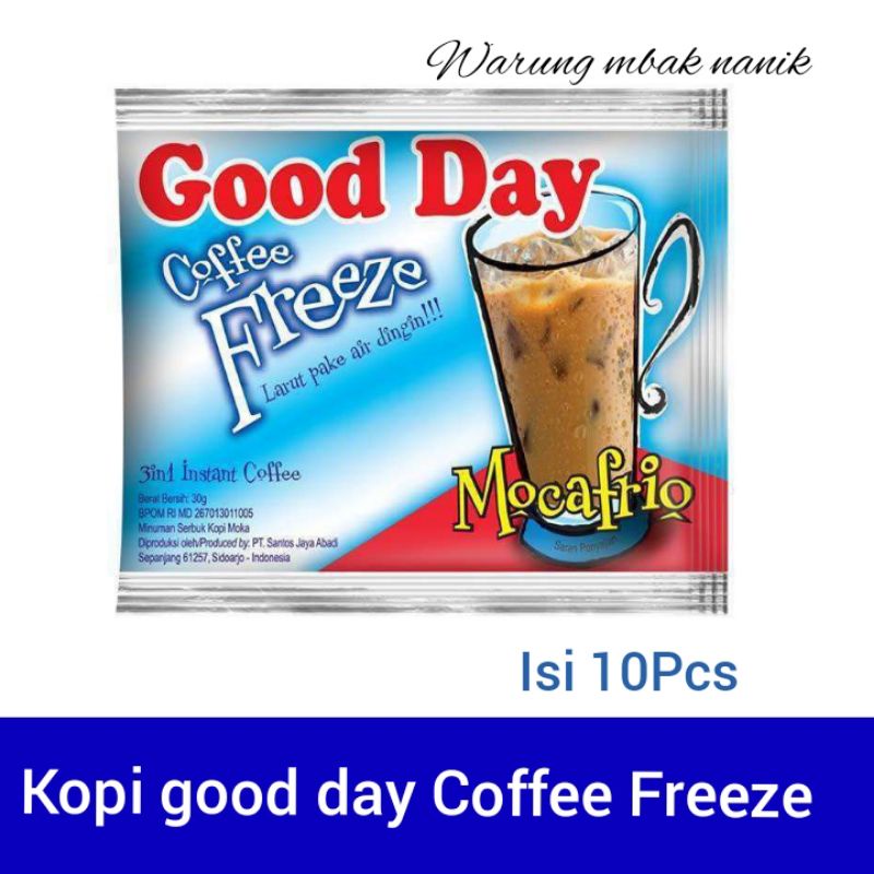 

kopi good day 3in1 freeze mocafrio 1renteng10sachet