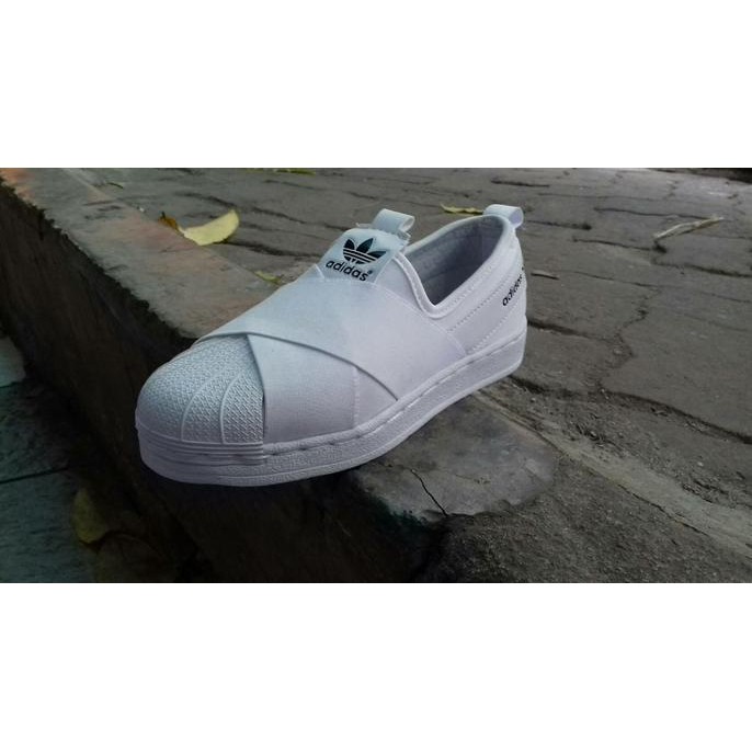 ADIDAS SUPERSTAR SLIP ON KIDS ANAK ANAK SEPATU SEKOLAH WHITE