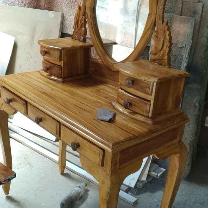 Meja rias canti kayu jati asli