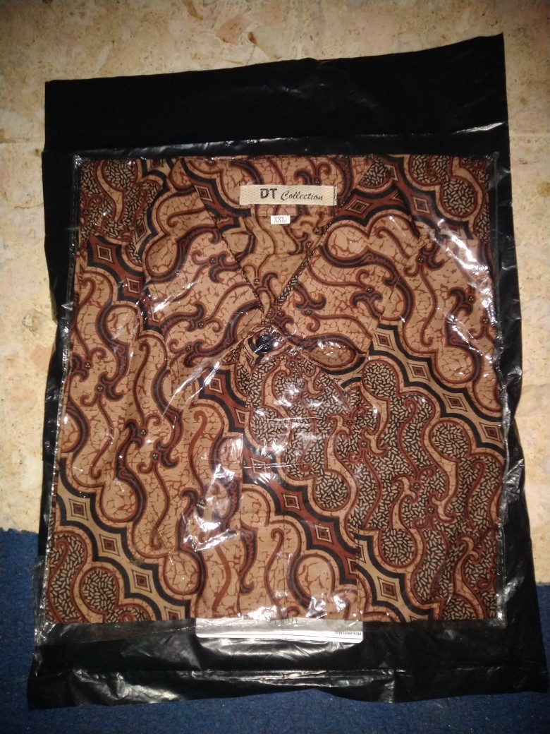 Cod - Dt Collection - Kemeja Hem Batik Cowok Lengan Pendek Motif Ulir Cokelat