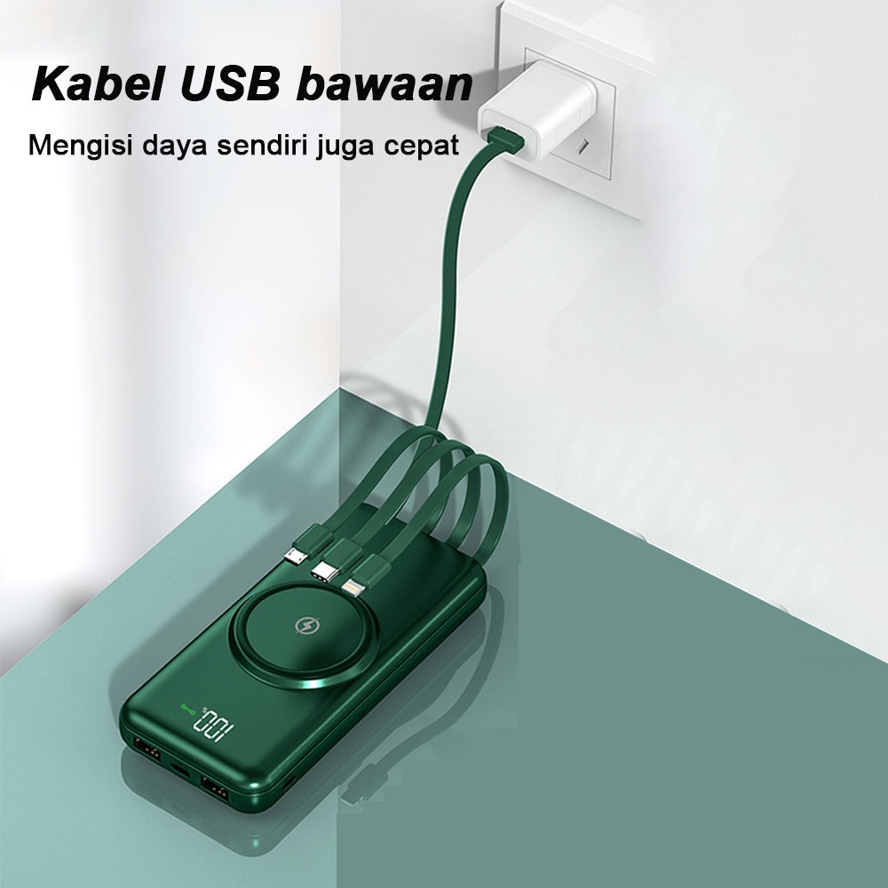 COD√Power bank  Bank daya nirkabel Original Wireless Charge 2.1 Fast Charging Dual USB 4 Output 10000mAh 20000mAh