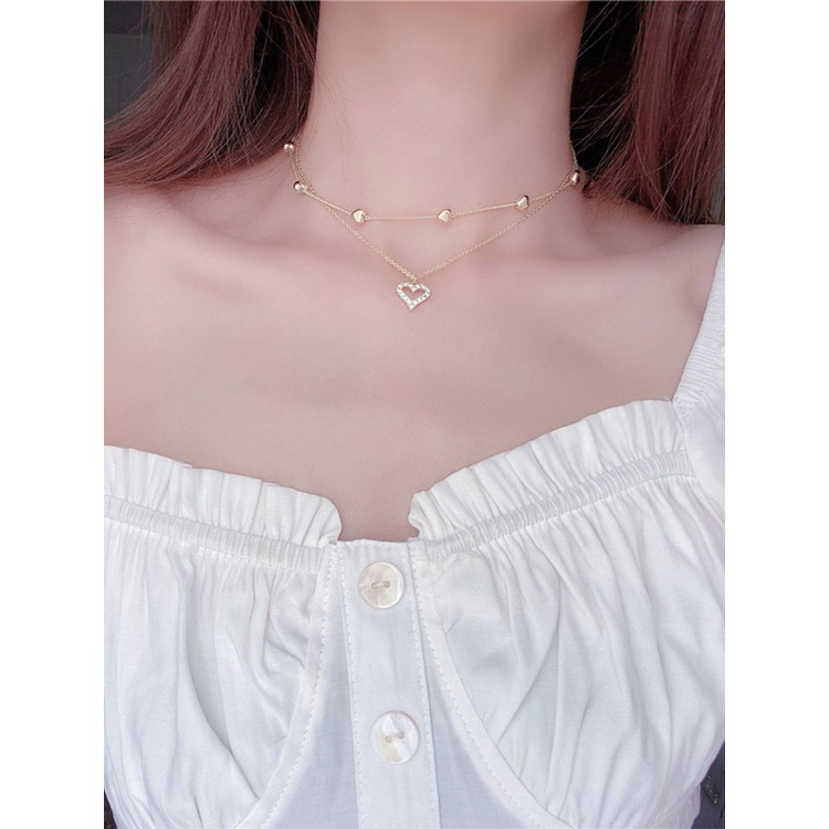 Kalung Multilayer Lapis Emas 14K Gaya Korea Untuk Wanita