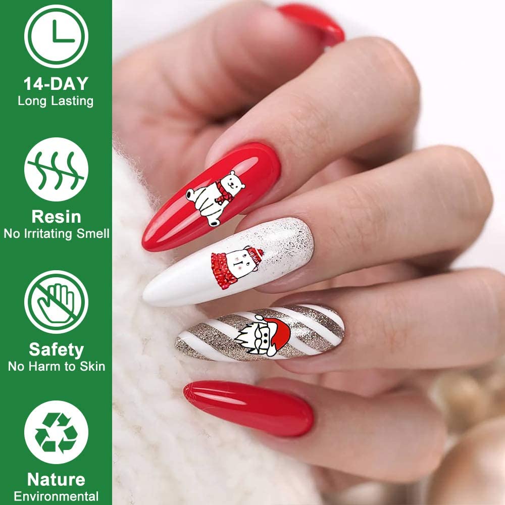 Random Color Christmas Nail Art Stickers/ 3D Self-adhesive Nail Decals/ Santa Claus Snowflake Nail Design