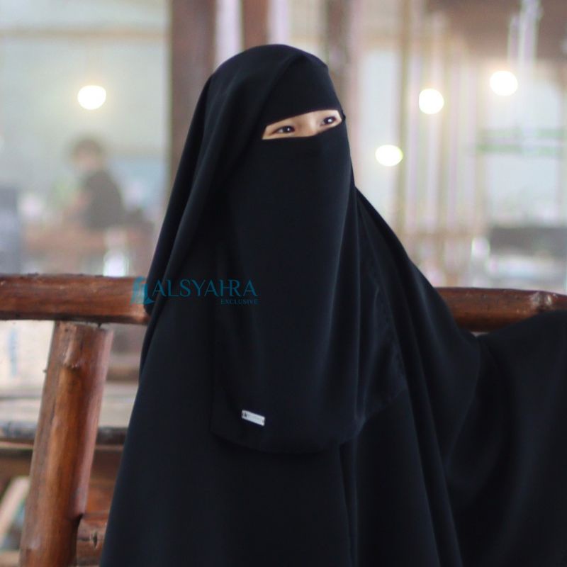 Alsyahra Exclusive Niqab Yaman Kids Sifon Jetblack / Niqab Yaman Anak