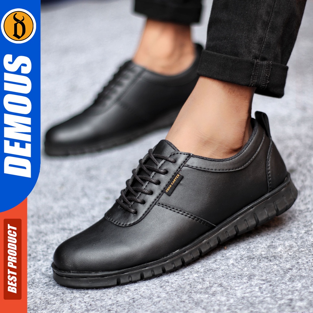 Sepatu Formal Pria Sepatu Casual Pria Kulit Pu Tali Sepatu Pantofel Kerja Kantor Kuliah Kondangan Sepatu Hitam Pria DEMOUS JIMLIST