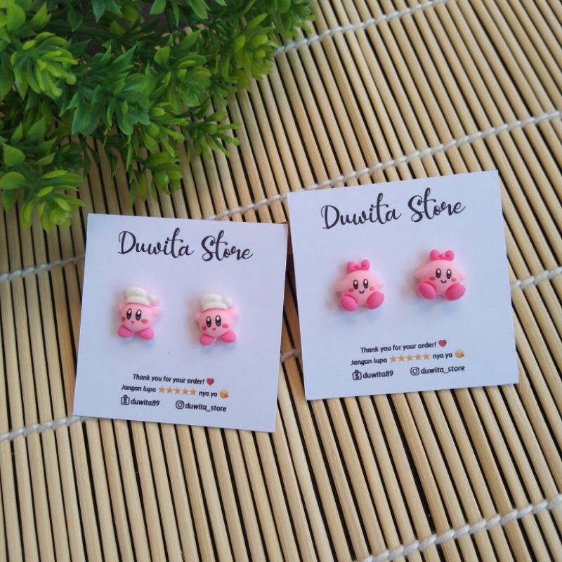 HANDMADE ANTING ANAK/DEWASA ANTING TUSUK PLASTIK MOTIF PINK BINATANG