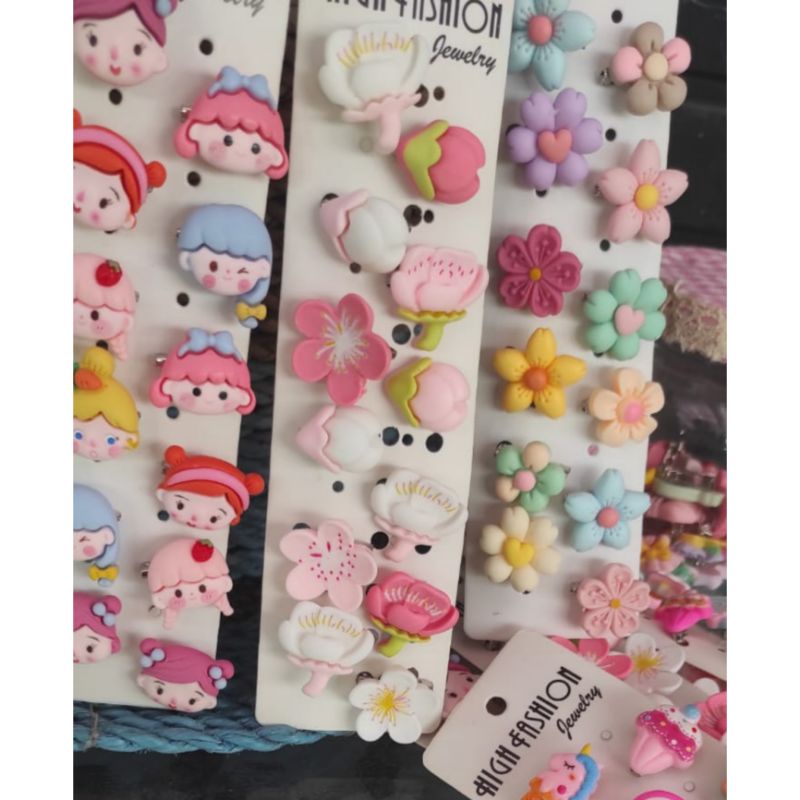 bros anak 1 lusin - bros mini - bros dagu wanita anak - bros lucu clay