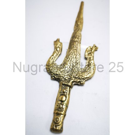 Tombak Trisula Naga Kembar Kuningan Antik