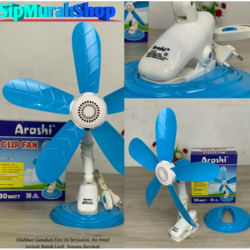 Kipas angin jepit 3in1 5 baling bisa meja dan dinding - Clip Fan 30W