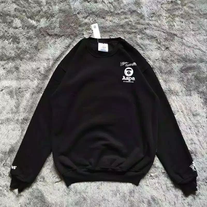 Sweater crewneck AAPE BY A BATHING APE script fleece crewneck BAPE