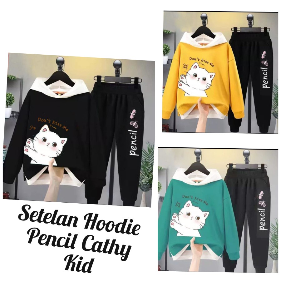 SETELAN HOODIE SWEATER ANAK TANGGUNG PEREMPUAN 7 8 9 10 11 12 TAHUN CATHY KID / BAJU HANGAT ANAK / S