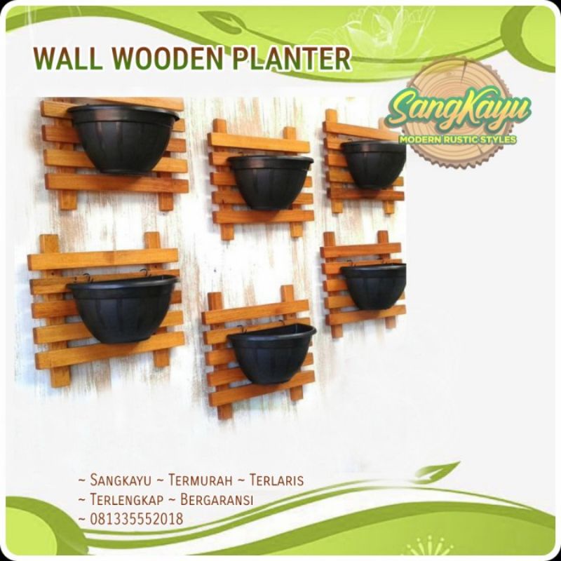 Rak pot bunga kayu rak tanaman hias kayu wooden planter