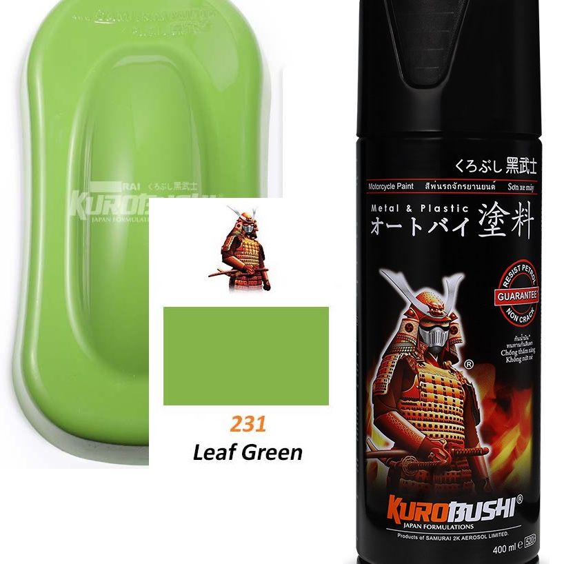 Samurai Paint Kurobushi Standard Colours Cat Semprot Pilox Pilok 231 Leaf Green / HIjau Daun / Hijau Muda (400ml)