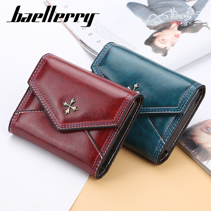 BAELLERRY N1633 Dompet Wanita Kecil Dompet Pendek Lipat Dompet Kartu Wanita Bahan Kulit PU Leather Premium WATCHKITE WKOS