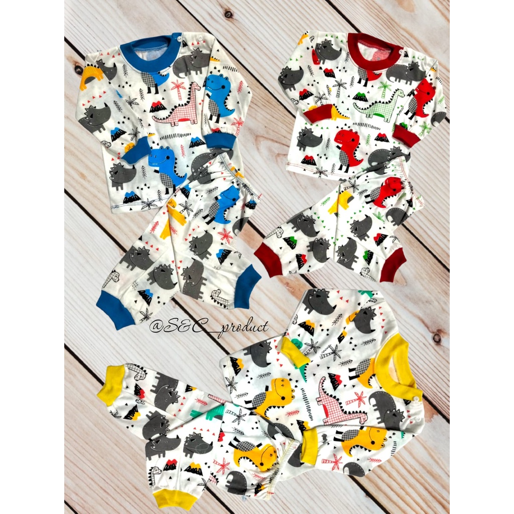 Setelan Baju Bayi Oblong Motif Dino / 6-12 Bulan