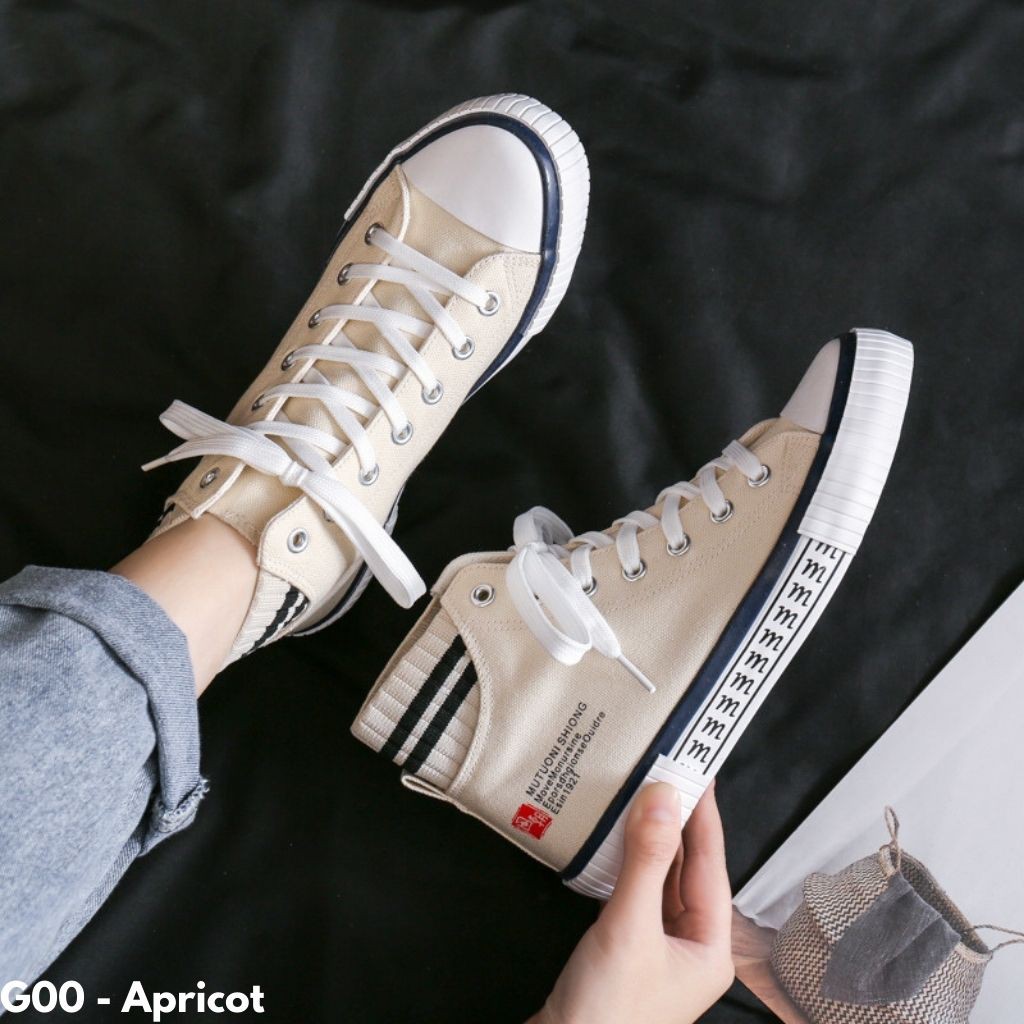 SEPATU HIGH TOP WANITA STRETCH KANVAS GAYA KOREA IMPORT SIMPLE CASUAL NYAMAN TERBARU G00