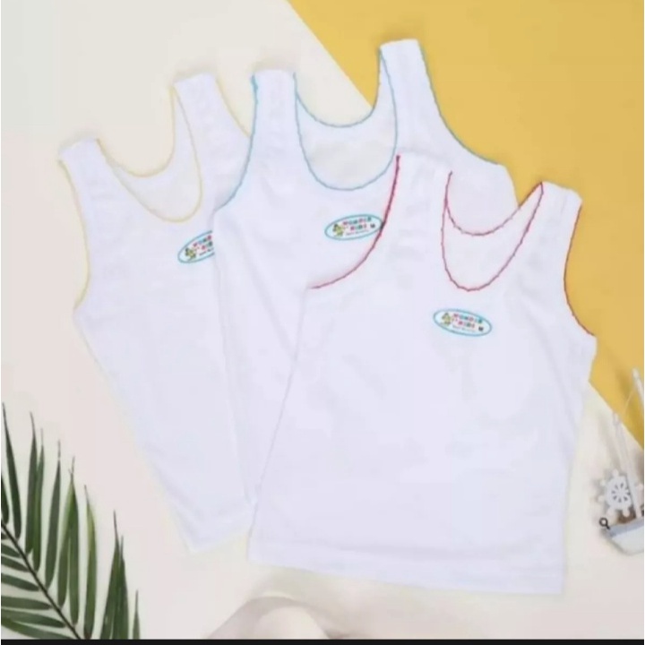 3 Pcs Singlet Wonderkids - Kaos Dalam Anak Laki-Laki / Perempuan - List 3 Warna