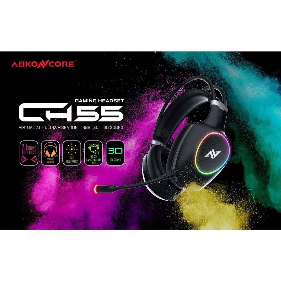 Headset AbKoncore CH55 RGB - Headset Gaming AbKoncore CH55 RGB Surround 7.1