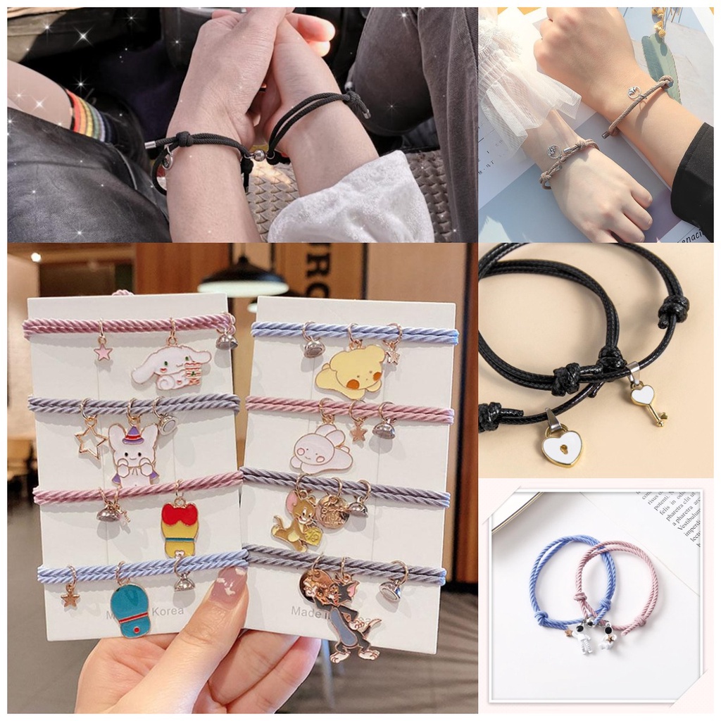 【Ready stock】2 pcs / set Gelang Couple Gelang viral tiktok magnet COD Tali Karet  Desain Astronot Untuk Unisex best friend 2021 terbaru fashion COD