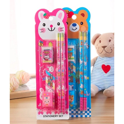 Alat Tulis 5in1 Karakter Set / Alat Tulis Sekolah Mini Stationery / Paket Souvenier Set Anak / Pelengkapan Sekolah 5 In 1 Korean Cute Stationery Set for Gift Set