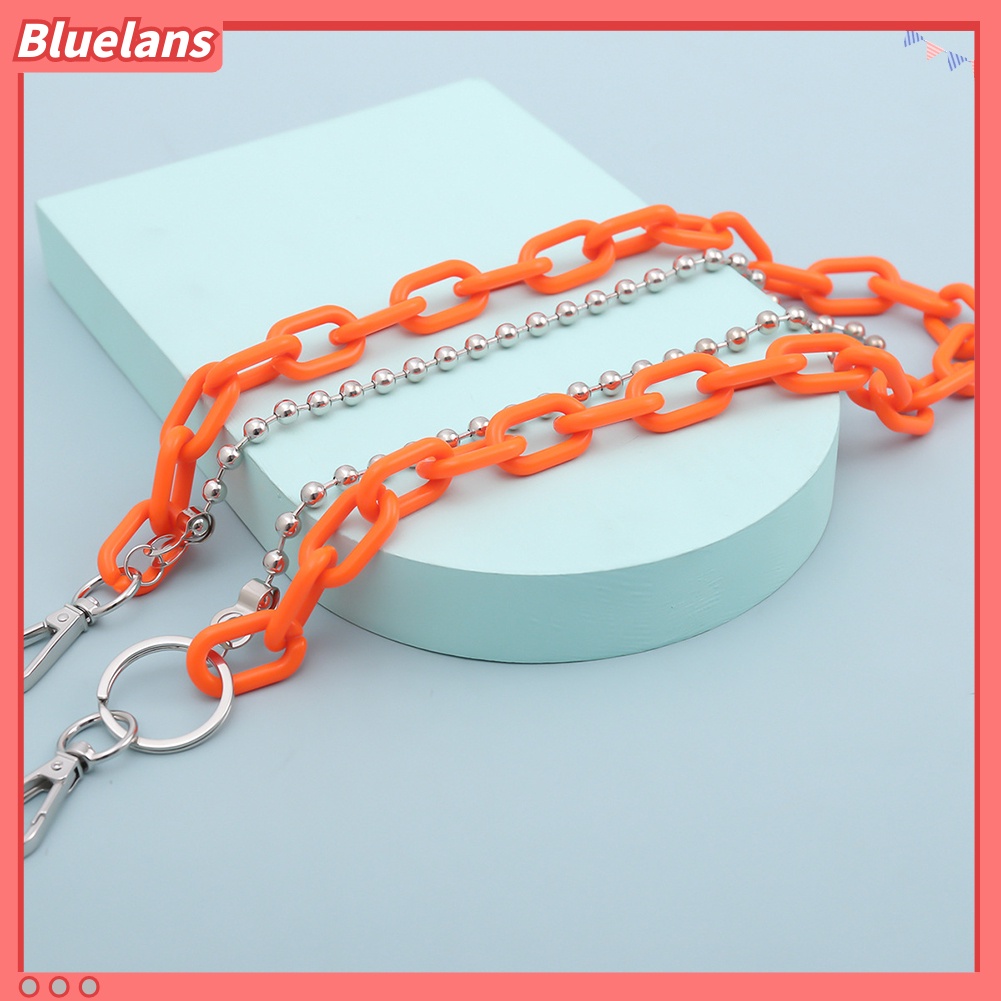 Bluelans Punk Women 2-layer Acrylic Belt Waist Chain Keychain Hanging Pants Waistband