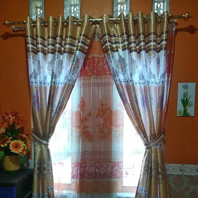 Gorden Jendela Pintu Model Ring Minimalis Bahan Blackout Import Printing  Ukuran L135 Cm × T 230 Cm
