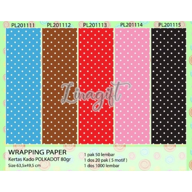 ( 5 Lembar ) KERTAS KADO VL POLKADOT - GIFT WRAPPING PAPER AESTHETIC ONDE KECIL SALEM SMALL