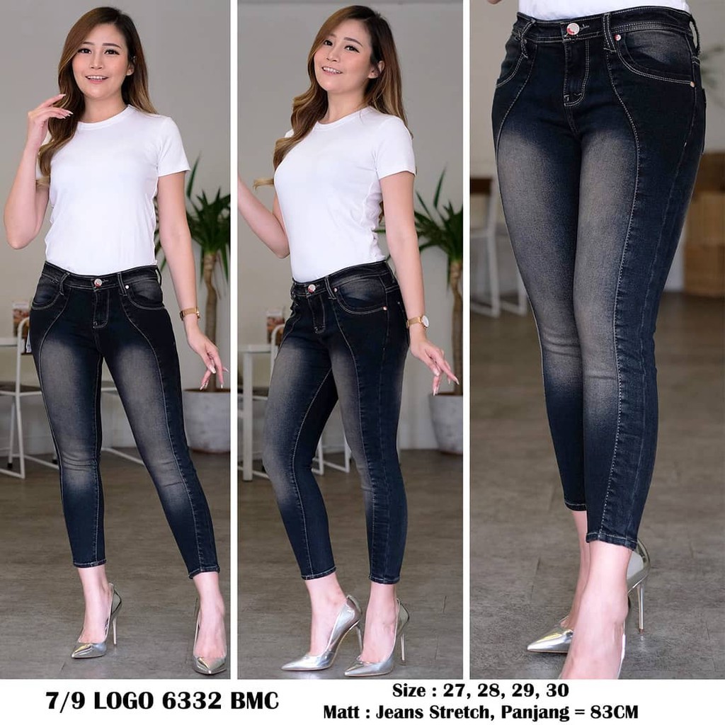Celana Jeans Wanita Terbaru - Jeans 7/9 LGO Serena Motif Tulang Premium - Ukuran 27-34