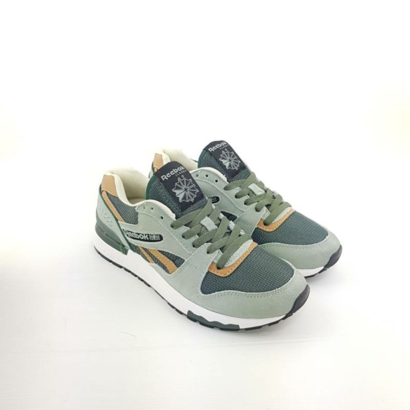 Sepatu Reebok GL 6000 Olive Green White (Premium Quality Grade Original 1:1 Impor Made In Vietnam)