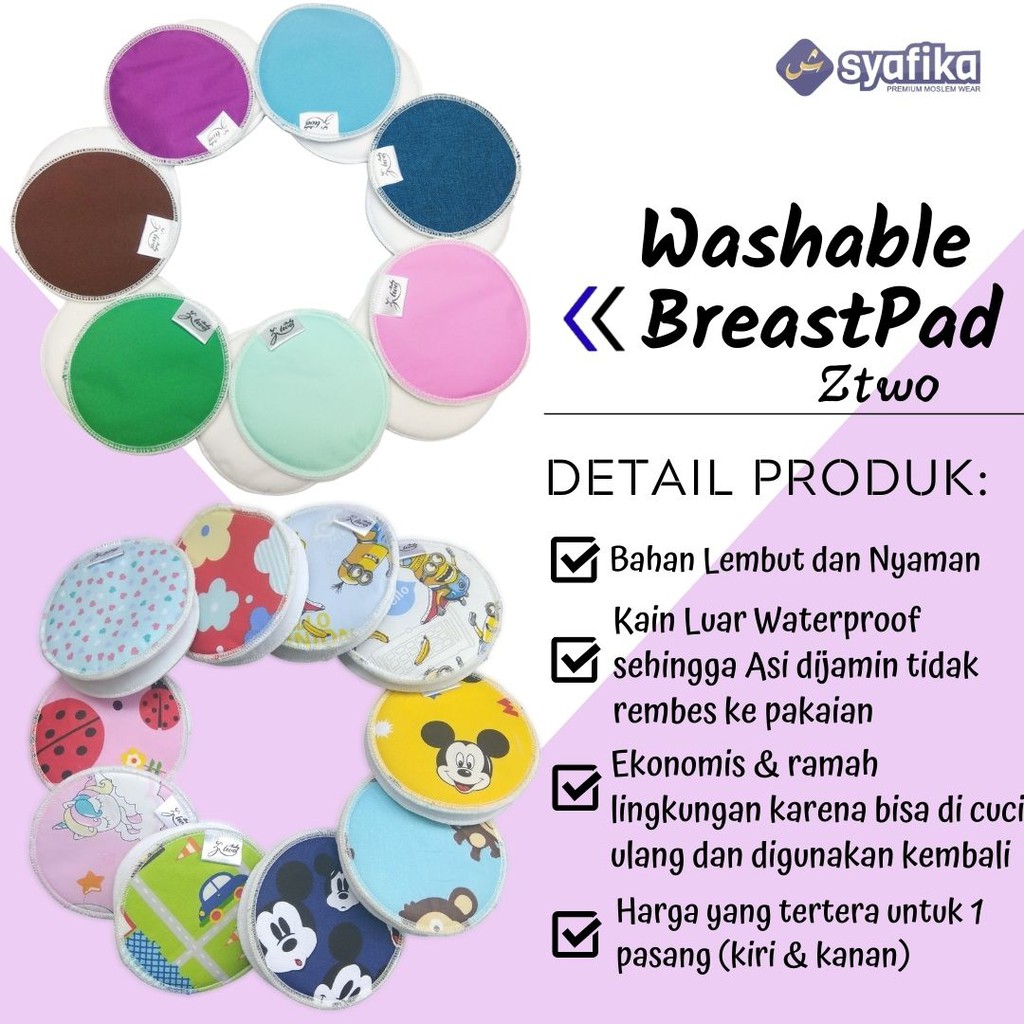 Breastpad Ztwo Penyerap Asi Cuci Ulang Berlebih Mudah Dicuci (1 pasang) - Breast Pad Terlaris