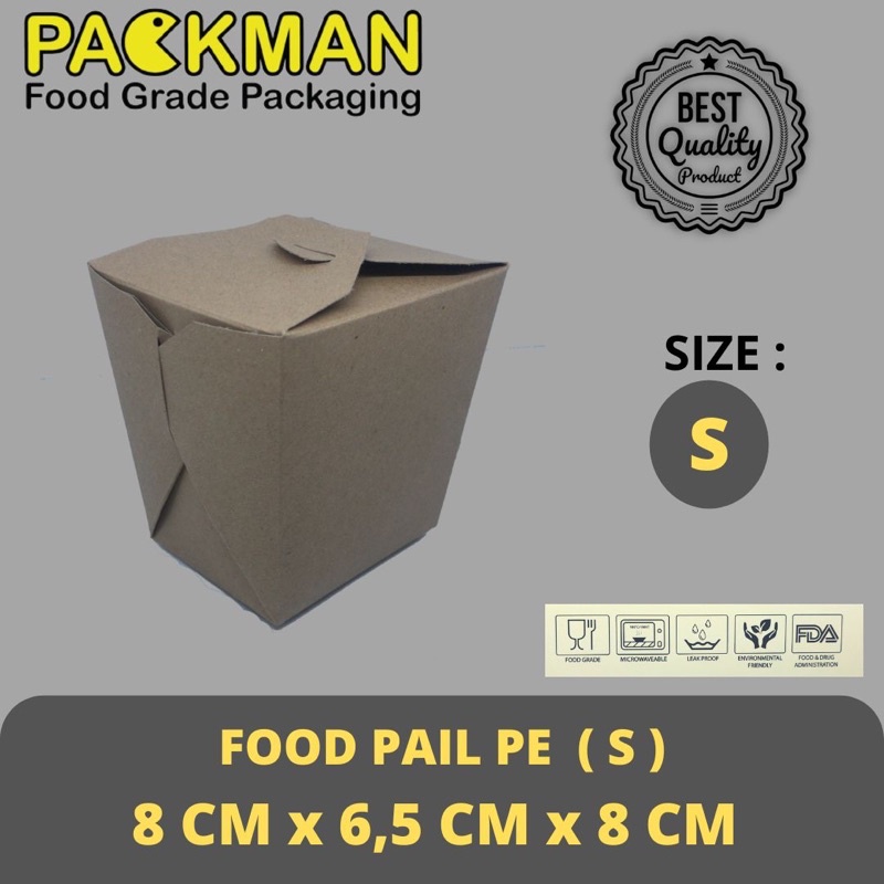 FOOD PAIL S / FOODPAIL RICE BOX SIZE S / NOODLE BOX / PAPER LUNCHBOX KRAFT ukuran SMALL
