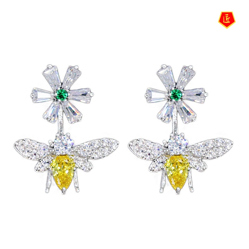 [Ready Stock]Female Luxurious Style Little Bee Flower Stud Earrings