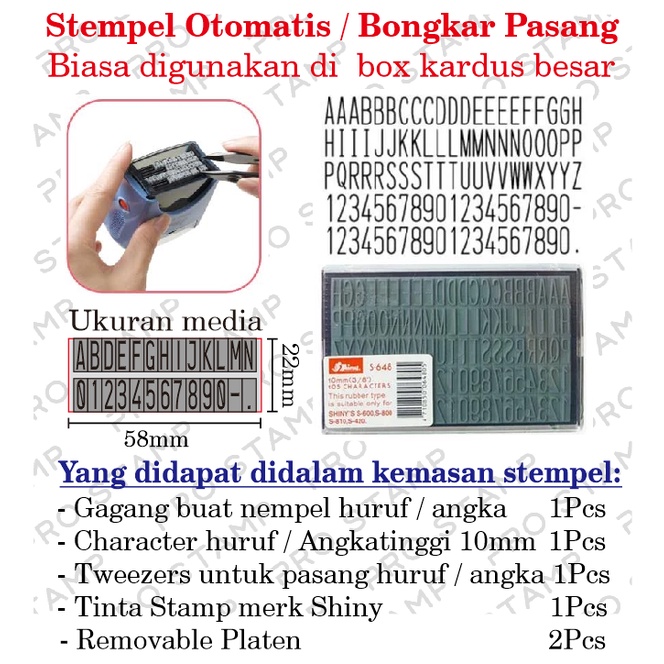

Paket Stempel Bongkar Pasang Ukuran Media 58 x 22mm / Huruf 10mm