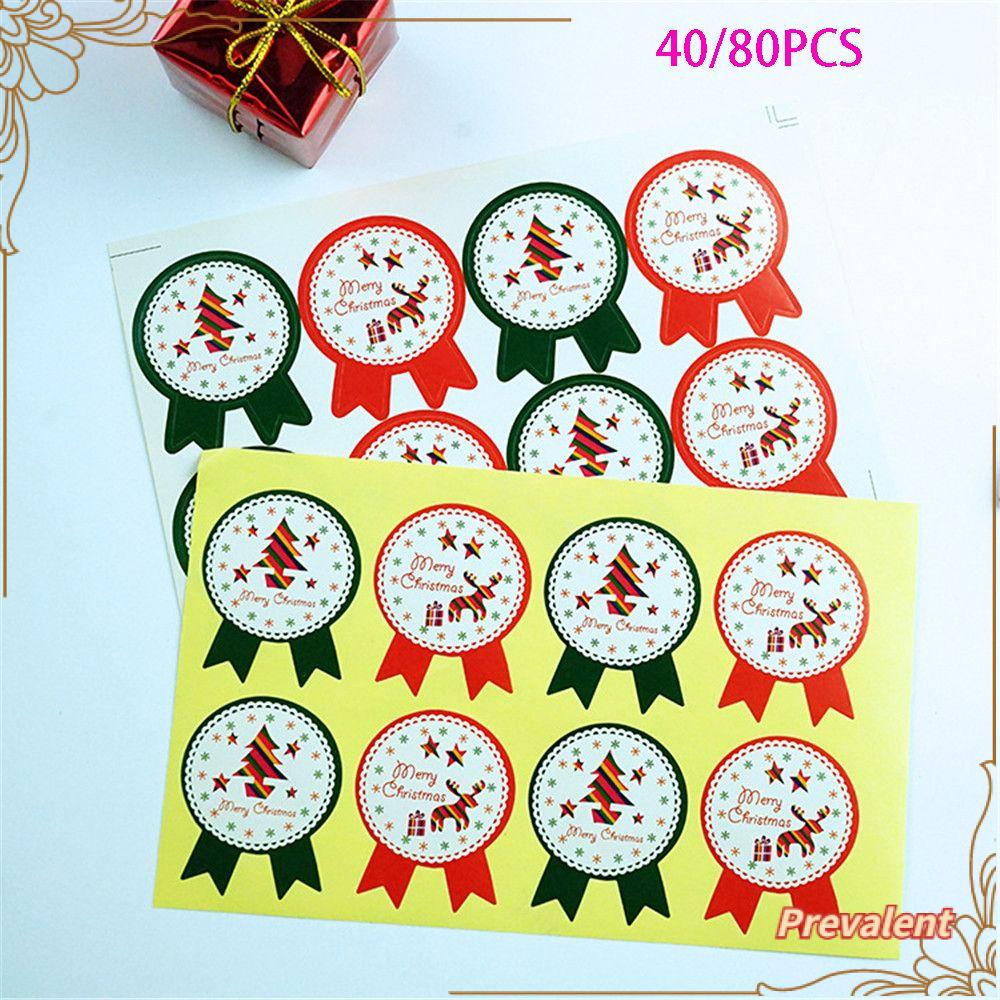 40 / 80PCS Stiker Kertas Motif Natal Untuk Kotak Hadiah