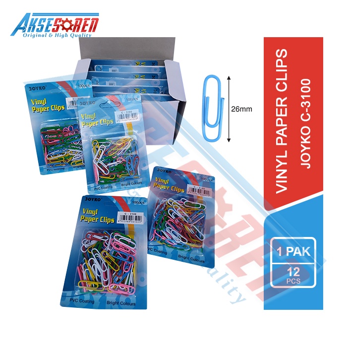 

Paper Clips Joyko [C-3100/12 Pcs] / Klip Kertas / Penjepit Kertas / Clip Kertas / Penjepit Kertas