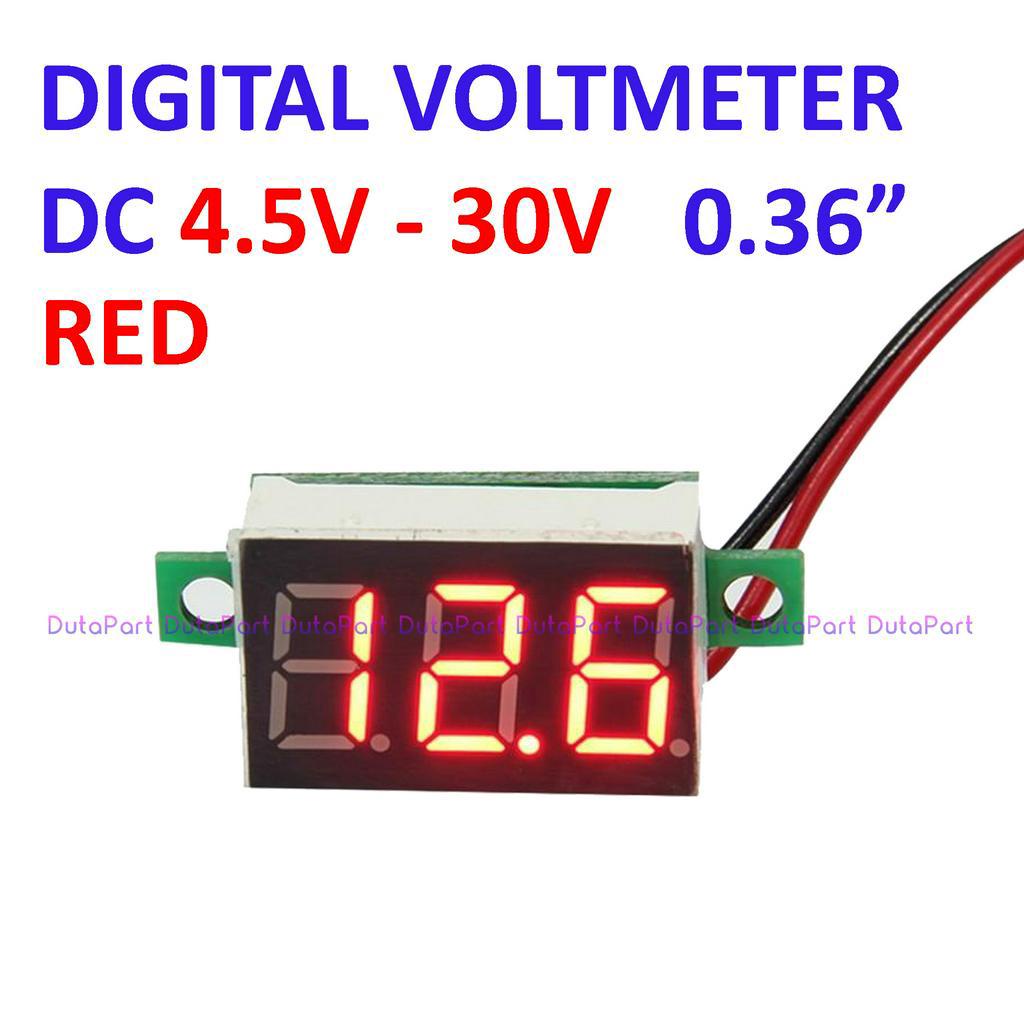 Digital Voltmeter DC 4.5V-30V 0.36&quot; Merah 2Wire Tanpa Frame Volt Meter