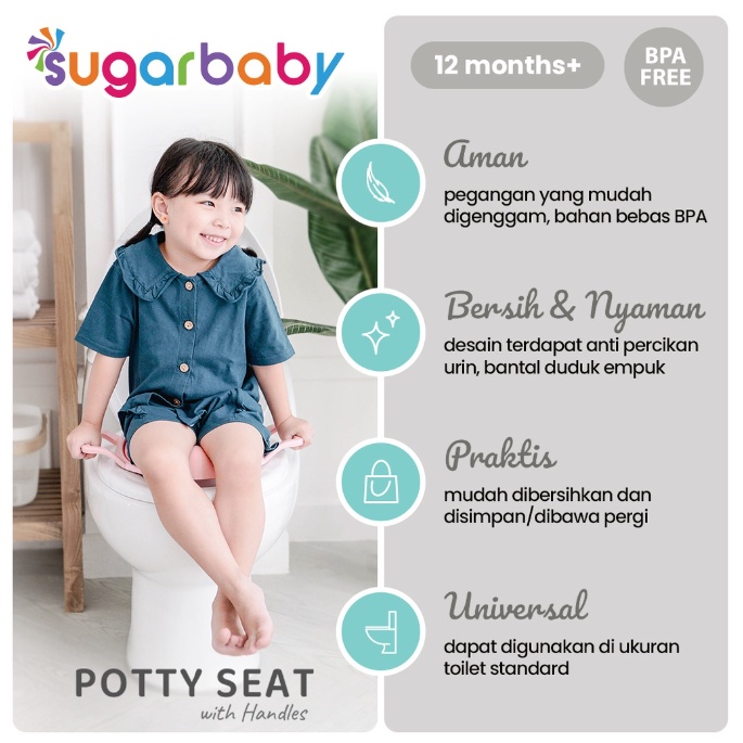 Sugar Baby Potty Seat Toilet Training With Handles &amp; Splash Guard / Dudukan Toilet Anak