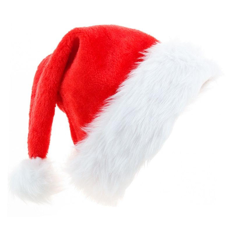 Topi Santa Claus Bahan Plush Tebal Warna Merah Dan Putih