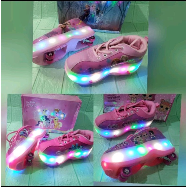 Sepatu roda 4 lampu anak / sepatu roda led lampu / sepatu anak roda.