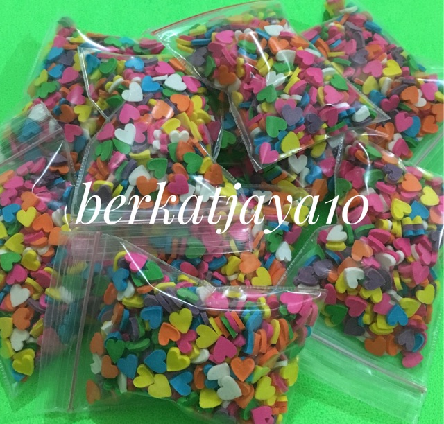 MURAH CONFETTI MODEL HATI Heart Love Warna Warni Permen Gula Conveti Sprinkle 15 Gram Kemasan Repack