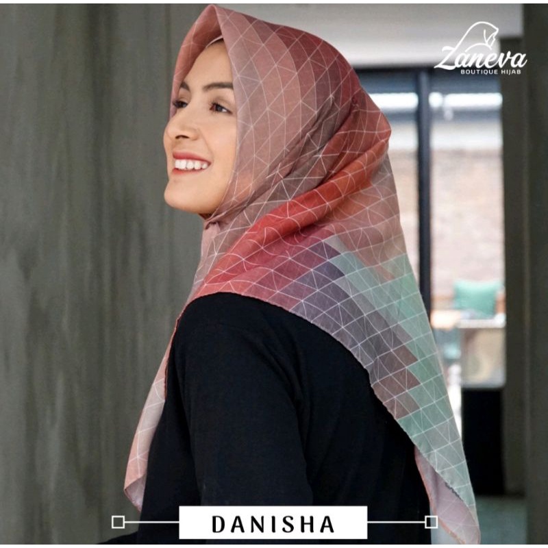 VOAL HIJAB PRINTING / HIJAB SEGIEMPAT / MOTIF DANISHA By ZANEVA HIJAB