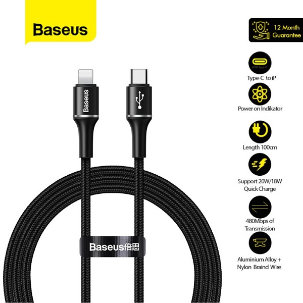 BASEUS Kabel Data Halo Data Cable Type-C to iPhone PD 20W 1 meter - CATLGH