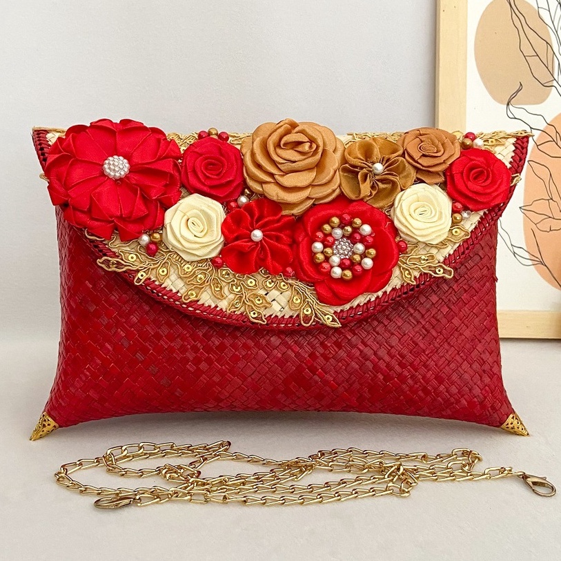 RJ CRAFT - Clutch Pesta Wanita Clutch Anyaman Pandan Clutch Hangout Clutch Murah Trendy