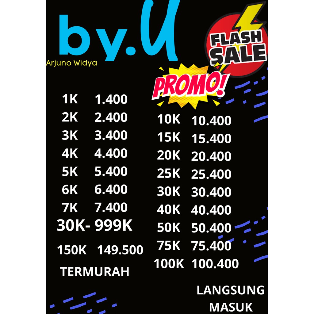 Pulsa  Reguler By.u BY U HUB BETA Telkomsel Byu Reguler 1k-150k Termurah Murah