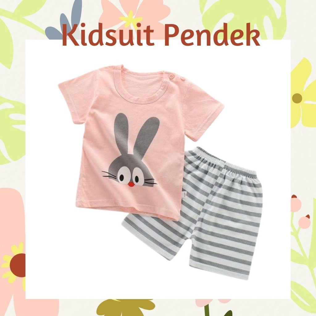 Plazababyku KIDS SUIT PENDEK Setelan Anak Bahan Kaos Lengan + Celana Berkualitas 0-3 Tahun ebv