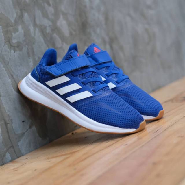 Sepatu Anak Adidas Kids Runfalcon Blue White Gumsole Velkro/Perekat Original